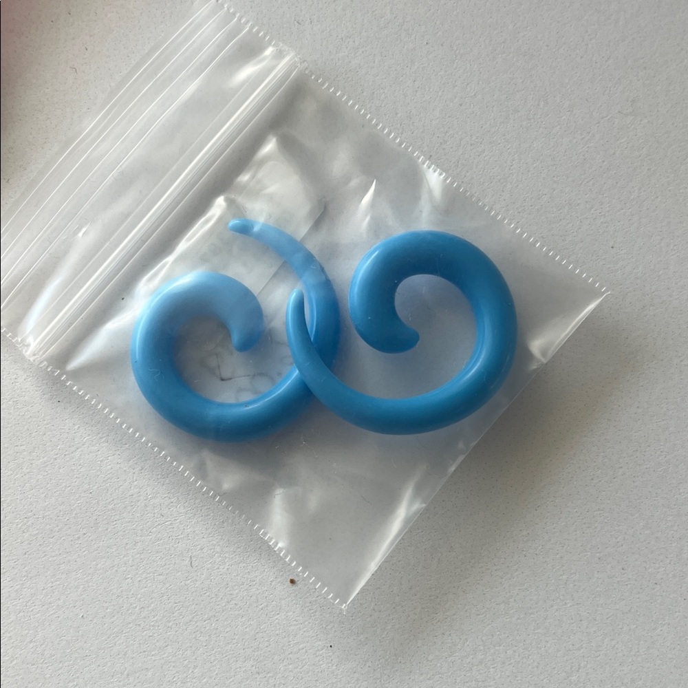 Blue Spiral Earrings Gauges Various Sizes